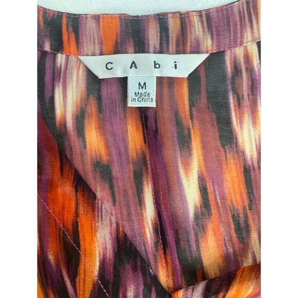 CABI Kimono Blouse Coral Orange PurpleāIkat $89 Tunic Chiffon 415 Size medium - Picture 6 of 6